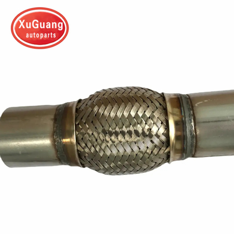 الفولاذ المقاوم للصدأ عادم السيارة الأنابيب المرنة تصميم جديلة مزدوجة مع أنابيب الحلمة