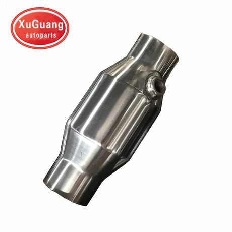 محول حفاز عالمي مصقول مستدير 2.5 بوصة مع فتحة مستشعر